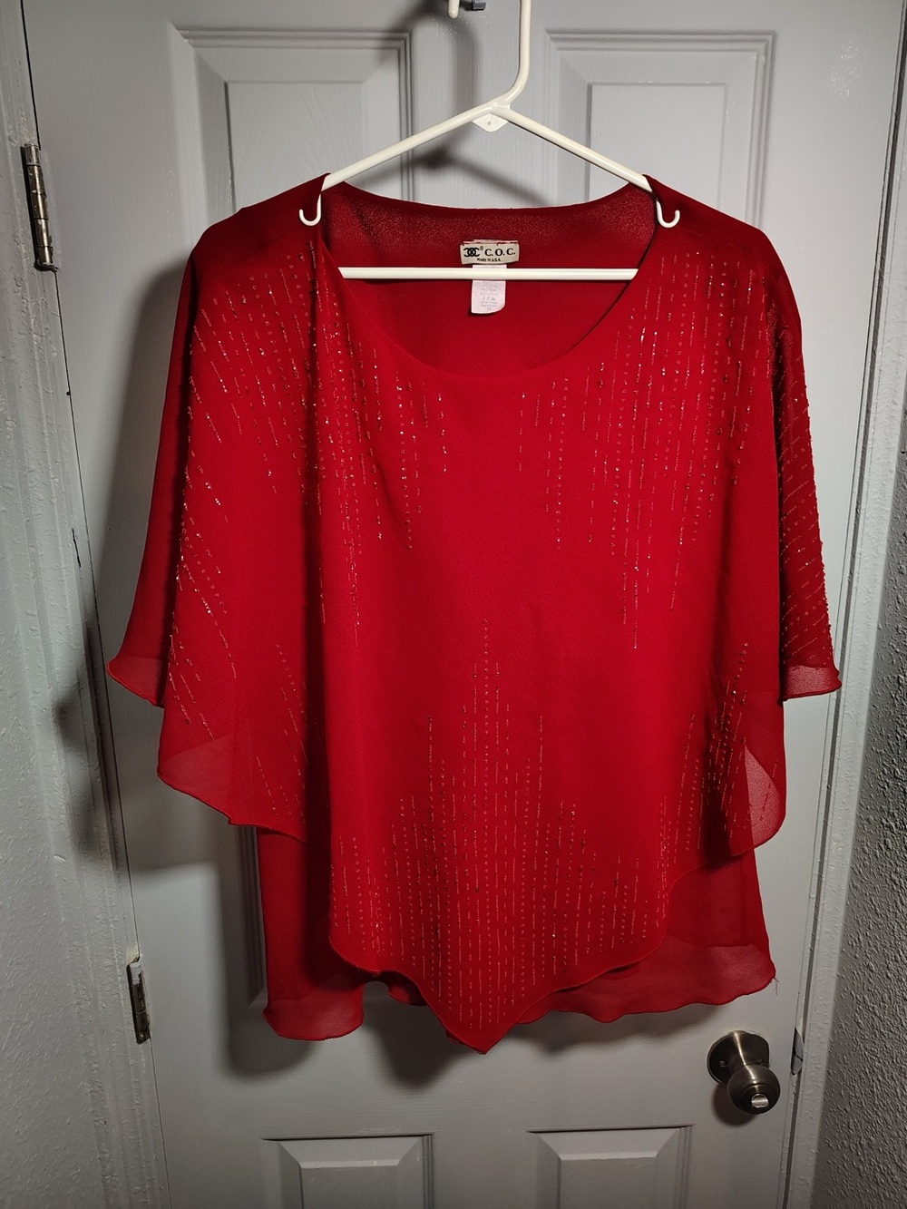 C.C Red Beaded Overlay Tunic